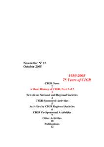 Newsletter No 72 October75 Years of CIGR CIGR News