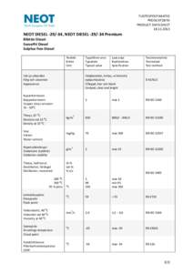 TUOTESPESIFIKAATIO PRODUKTDATA PRODUCT DATA SHEETNEOT DIESEL, NEOT DIESELPremium