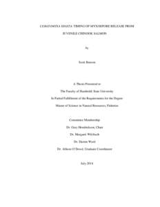 CERATOMYXA SHASTA: TIMING OF MYXOSPORE RELEASE FROM JUVENILE CHINOOK SALMON by  Scott Benson