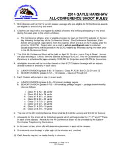 2014 GAYLE HANSHAW ALL-CONFERENCE SHOOT RULES 1. Only shooters with an ECTC current season average who are eligible for All-Conference awards are eligible to shoot during this event. 2. Coaches are required to pre-regist