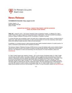 News Release FOR IMMEDIATE RELEASE: Friday, August 23, 2013 Contact: Angela L. Yu Media Relations Manager[removed]