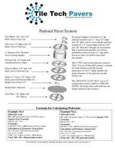 Pedestal Paver System Top Shims: 1/8” and 1/16” thick, lock to Top Cap For proper heights lower than 1/2” the pedestal standard cross 1” long 1/2” high