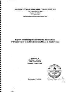 Chemistry / Nuclear fuels / Chemical elements / Uranium mining / In-situ leach / Spreadsheet / Texas Commission on Environmental Quality / Mining / Restoration / Uranium / Economic geology / Matter