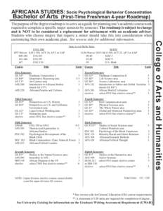 AFRICANA STUDIES: Socio Psychological Behavior Concentration  Bachelor of Arts (First-Time Freshman 4-year Roadmap) Entry Level Skills Tests: ENGLISH