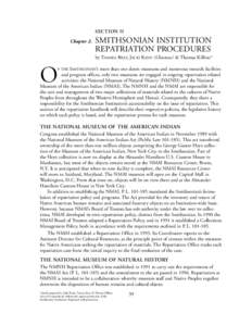 SECTION II Chapter 2. SMITHSONIAN INSTITUTION REPATRIATION PROCEDURES by TAMARA BRAY, JACKI RAND (Choctaw) & Thomas Killion*