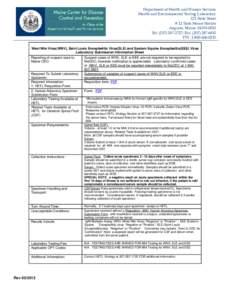 Department of Health and Human Services Health and Environmental Testing Laboratory 221 State Street # 12 State House Station Augusta, Maine[removed]Tel: ([removed]; Fax: ([removed]