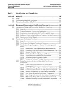 EVERGREEN LINE RAPID TRANSIT PROJECT PROJECT AGREEMENT EXECUTION SCHEDULE 4, PART 3 CERTIFICATION AND COMPLETION