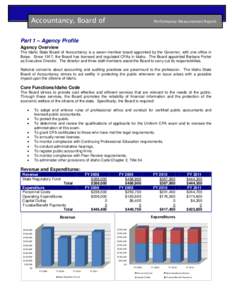 Accountancy, Board of  Performance Measurement Report Part 1 – Agency Profile Agency Overview