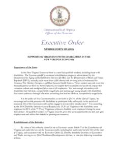 EO-46:Supporting Virginians with Disabilities in the New Virginia Economy