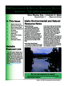 ISB Environment & Natural Resources Law Section Newsletter Summer/Fall 2009