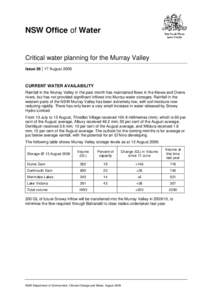 NSW Office of Water  Critical water planning for the Murray Valley Issue 26 | 17 August[removed]CURRENT WATER AVAILABILITY