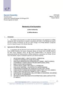 General Assembly  Twentieth session Victoria Falls, (Zambia/Zimbabwe), 24-29 August 2013 Provisional agenda item 4(a)(II)