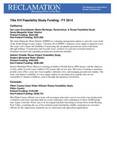 Title XVI Feasibility Study Funding