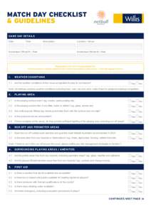 MATCH DAY CHECKLIST & GUIDELINES GAME DAY DETAILS Date  Time