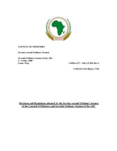 Africa / Accra / Organisation of African Unity / Conference on Security /  Stability /  Development /  and Cooperation / Pan-African Parliament / Addis Ababa / African Union / Politics of Africa