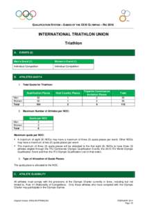 QUALIFICATION SYSTEM – GAMES OF THE XXXI OLYMPIAD – RIOINTERNATIONAL TRIATHLON UNION Triathlon A.