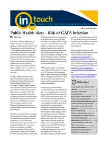 Vol 18 No 3 AprilPublic Health Alert - Risk of GATS Infection By Paul Laris GATS is the General Agreement on Trade in Services, an international