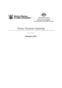 Trans-Tasman roaming Final Report February 2013  Contents