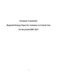 European Commission Regional Strategy Paper for Assistance to Central Asia[removed]
