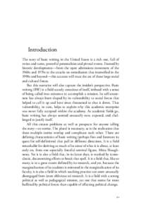 Introduction The story of basic writing in the United States is a rich one, full of twists and turns, powerful personalities and pivotal events. Framed by historic developments—from the open admissions movement of the 