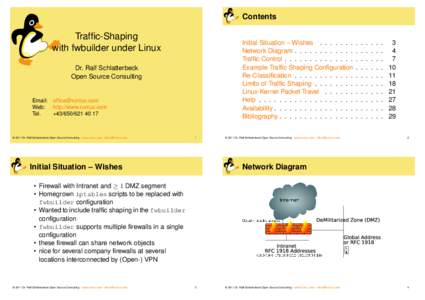 Contents  Traffic-Shaping with fwbuilder under Linux  Initial Situation – Wishes . . . . . . .
