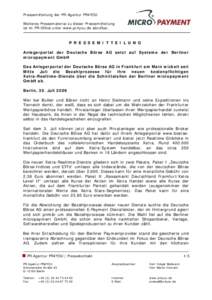 Anlegerportal der Deutsche Börse AG setzt auf Systeme der Berliner micropayment GmbH