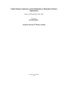 United Nations Conference on the Elimination or Reduction of Future Statelessness, 1959 :  Summary Records – 9th Plenary meeting A/CONF.9/SR.9