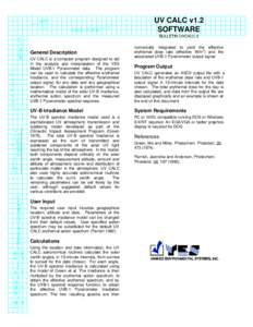 UV CALC v1.2 SOFTWARE BULLETIN UVCALC-2 General Description UV CALC is a computer program designed to aid