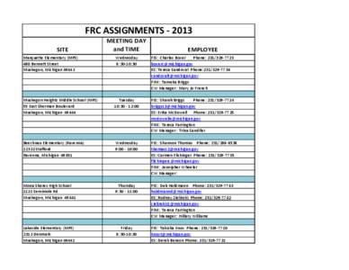 FRC ASSIGNMENTS[removed]SITE MEETING DAY and TIME