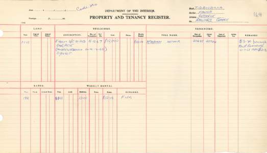 Department of the Interior Property and Tenancy Ledger