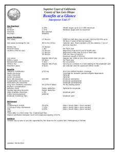 Superior Court of California County of San Luis Obispo Benefits at a Glance Interpreter Unit 17 Pay Practices