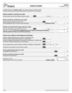 ON479  Ontario Credits T1 General – 2011