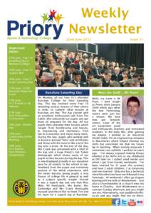 Weekly Newsletter 22nd June 2012					Issue 31 Important Dates: 25th June - Year 10