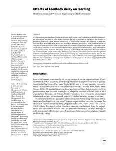 Effects of feedback delay on learning Hazhir Rahmandad,a* Nelson Repenningb and John Stermanb Hazhir Rahmandad is assistant professor of Industrial and