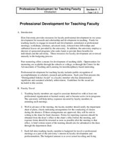 Professional Development for Teaching Faculty  Section II - 7 Introduction