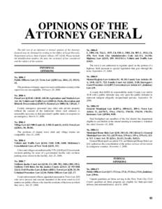OPINIONS OF THE ATTORNEY GENERAL The full text of an informal or formal opinion of the Attorney General may be obtained by writing to the Office of Legal Records, Department of Law, State Capitol, Albany, NY[removed]Pleas