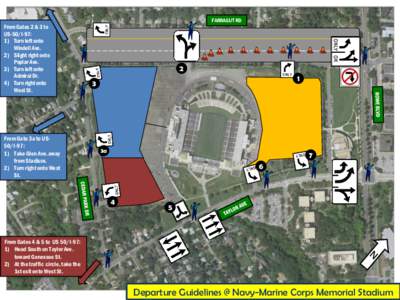 FARRAGUT RD  From Gates 2 & 3 to US-50/I-97: 1) Turn left onto Windell Ave.