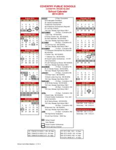 COVENTRY PUBLIC SCHOOLS COVENTRY, RHODE ISLAND School Calendar[removed]M
