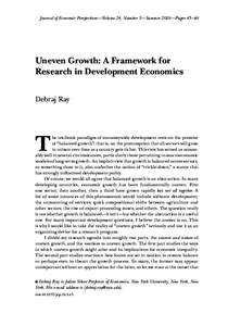 Uneven Growth: A Framework for Research in Development Economics