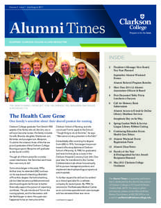 Volume 3 Issue 1 July/August[removed]Alumni Times QUARTERLY CLARKSON COLLEGE ALUMNI NEWSLETTER  INSIDE: