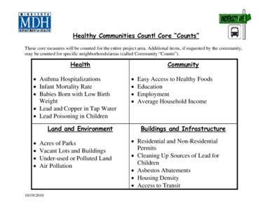 Central Corridor Community Health Core “Counts”, Minnesota Department of Health, October 2010