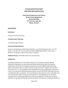 Environmental Assessment Little Alkali Spring Restoration