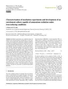 Biogeosciences, 12, 769–779, 2015 www.biogeosciences.netdoi:bg © Author(sCC Attribution 3.0 License.  Characterization of incubation experiments and development of an