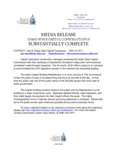 Media Release - Rededication Ceremony - Idaho Capitol Commision