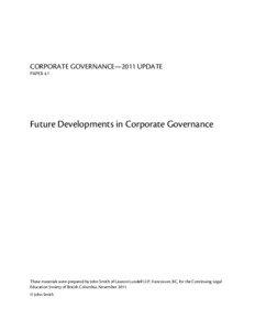 CORPORATE GOVERNANCE—2011 UPDATE PAPER 4.1