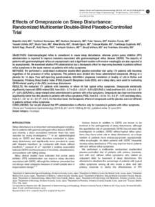Effects of Omeprazole on Sleep Disturbance: Randomized Multicenter Double-Blind Placebo-Controlled Trial