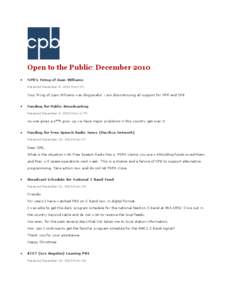 Open to the Public Report of Comments Received by CPB: December 2010