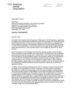 September 20, 2010 Ellen Kuhn Office of Consumer Information and Insurance Oversight Department of Health and Human Services Hubert H. Humphrey Building, Room 445-G 200 Independence Avenue, SW