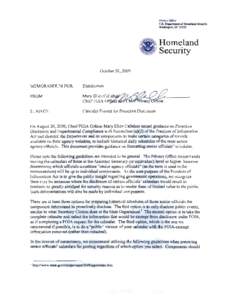 US Department of Homeland Security, Memorandum for Distribution: Calendar Format for Proactive Disclosure