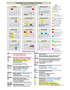 First Baptist Church Weekday EducationSchool Calendar July 2014 Su 6 13